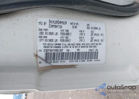 2004 Chrysler Pacifica from USA, damaged, VIN 2C8GF68474R621267